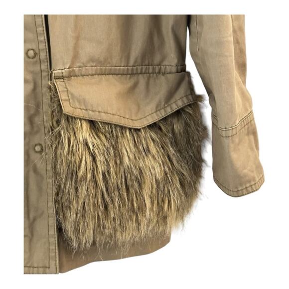 Anthropologie Utility Faux Fur Pockets Jacket Cotton Boho Fall Statement XS - Picture 5 of 15